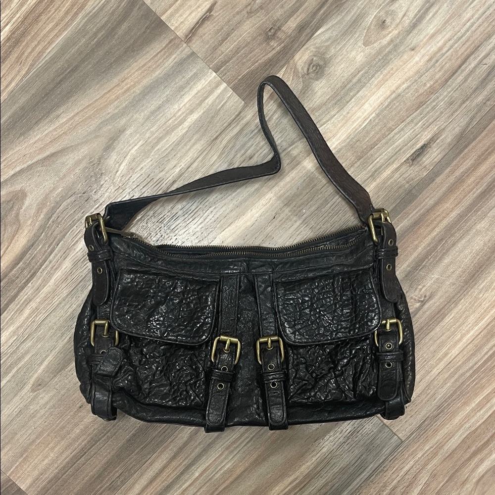 Kooba Black Textured Leather Shoulder Bag